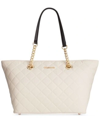 Shop Calvin Klein Florence Top-zip Small Tote In Off White/black