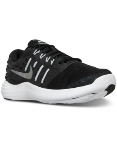 Nike Women's Lunarstelos Running Sneakers From Finish Line In Black/metallic Silver-ant