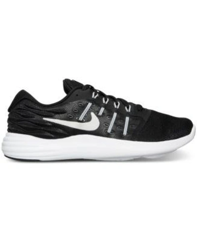 Shop Nike Women's Lunarstelos Running Sneakers From Finish Line In Black/metallic Silver-ant