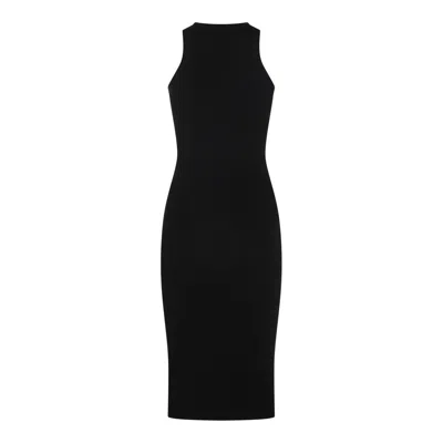 Elisabetta Franchi Stretch Ribbed Fabric Dress In Black