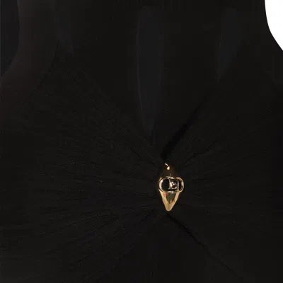 Elisabetta Franchi Stretch Ribbed Fabric Dress In Black