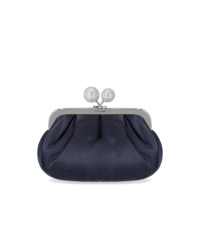 Weekend Max Mara Pasticcino Emmy Small Navy Blue Clutch Bag In Blue