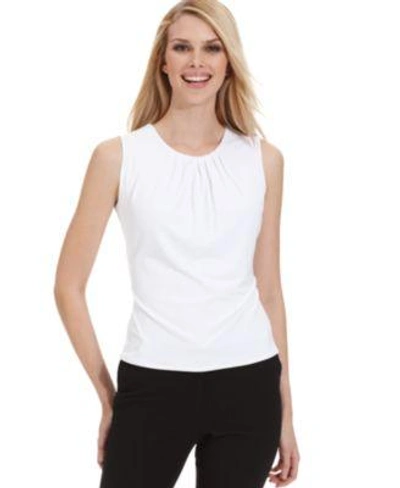 Shop Calvin Klein Petite Shirred Shell In White