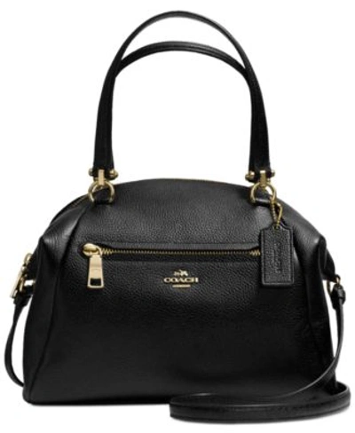 Shop Coach Prairie Satchel In Pebble Leather In Light Gold/black