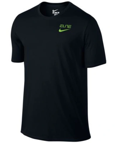 Nike Men's Elite Back-stripe Dri-fit Basketball T-shirt In Black/green