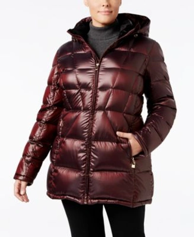 Calvin Klein Asymmetrical-zipper Puffer Coat In Shine Wine | ModeSens