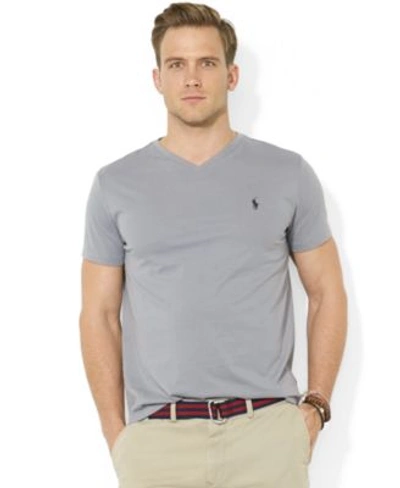 Shop Polo Ralph Lauren Men's Core Medium-fit V-neck Cotton Jersey T-shirt In Museum Grey