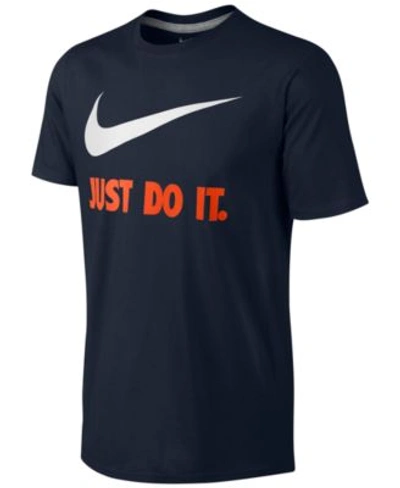 Shop Nike Men&#039;s Just Do It Swoosh T-shirt In Dark Obisidian