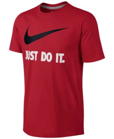 Shop Nike Men&#039;s Just Do It Swoosh T-shirt In University Red