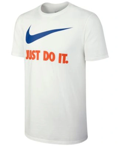 Shop Nike Men&#039;s Just Do It Swoosh T-shirt In White