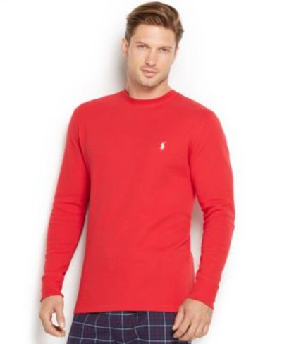 Polo Ralph Lauren Men&#039;s Solid Waffle-knit Crew-neck Thermal Top In Graphic Red