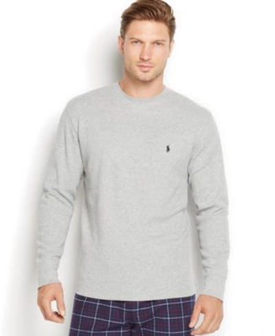 Shop Polo Ralph Lauren Men's Solid Waffle-knit Crew-neck Thermal Top In Andover Heather