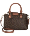 Calvin Klein Hudson Dome Signature Satchel In Brown/khaki/luggae