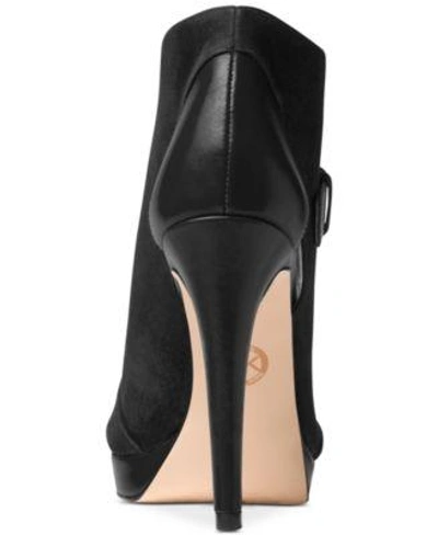 Shop Michael Kors Michael  Isabella Open-toe Booties In Black