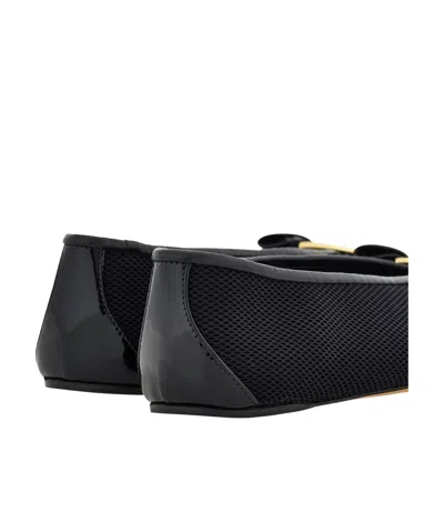 Ferragamo Satin-effect Leather Ballet Flats Vanna In Black