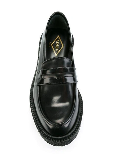 Shop Adieu Chunky Sole Penny Loafers In Black