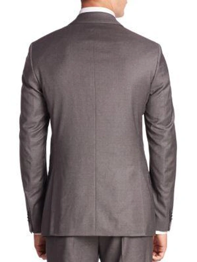 Shop Theory Malcolm Slim-fit Pinstriped Suit Jacket In Grey Brown