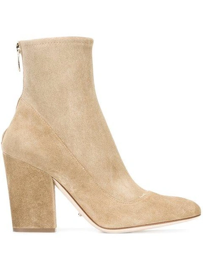 Sergio Rossi Sock-style Zipped Boots In Neutrals