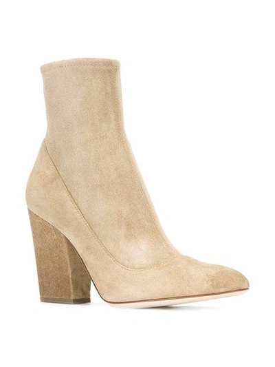 Shop Sergio Rossi Sock-style Zipped Boots In Neutrals