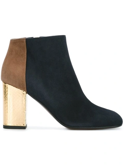 Shop Marni Contrasting Heel Ankle Boots In Blue
