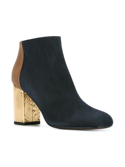 Shop Marni Contrasting Heel Ankle Boots In Blue