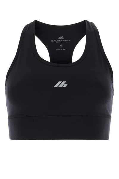 Balenciaga Sporty Reflective Logo Top Tops Black In Black