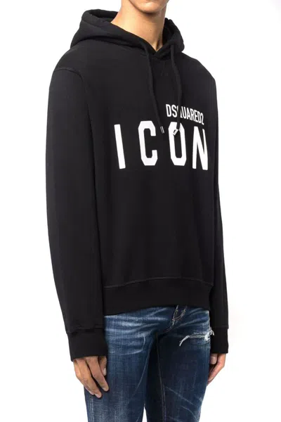 Dsquared2 Icon Logo Black Sweatshirt With Classic Hood In Black