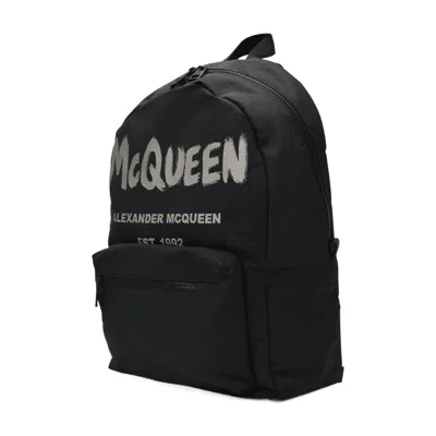 Alexander Mcqueen Black Graffiti Metropolitan Printed Backpack In Black