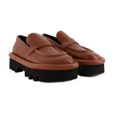 Jw Anderson Bumper-tube Round Toe Chunky Loafers In Brown