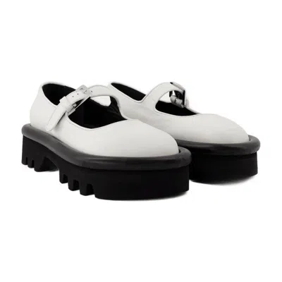 Jw Anderson Bumper-tube Round-toe Mary Janes In White