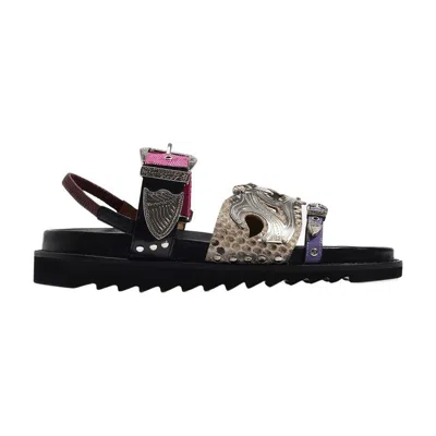 Toga Pulla Aj 1018 Multiple Straps Slingback Sandals In Black