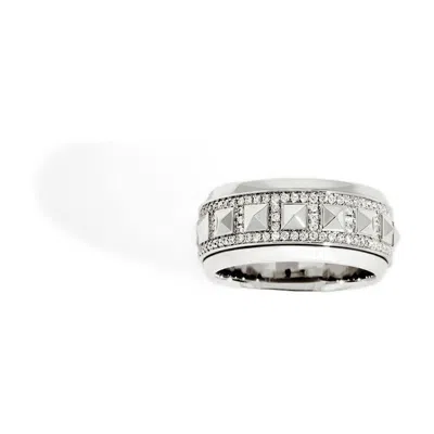 Statement Rockaway Spinner Ring In Silver