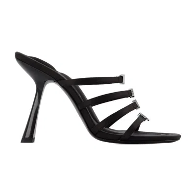 Alexander Wang ‘nala' Crystal Embellished Logo Satin Heeled Sandals In Black