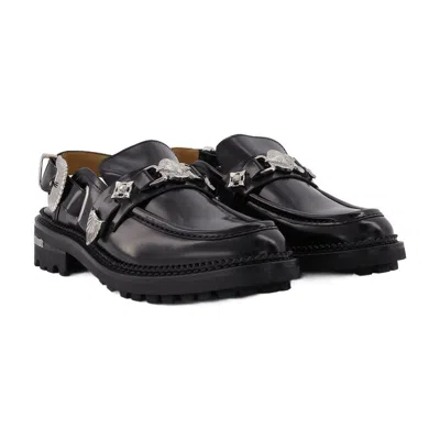 Toga Pulla Round-toe Slingback Mule Loafers In Black