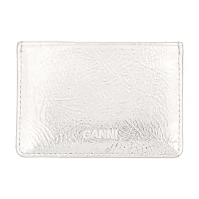 Ganni Bou Card Holder In Silver