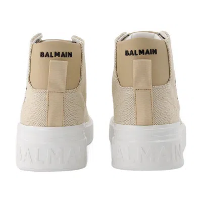 Balmain B Court High Top-canvas & Logo In White Cotton In White