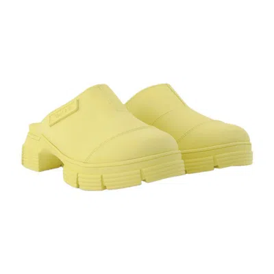 Ganni Yellow Recycled Rubber Retro Mules In Yellow