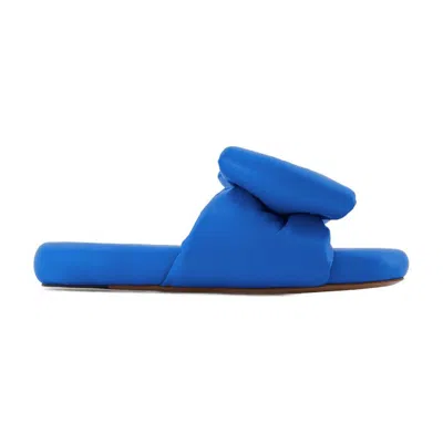 Off-white Bow Padded Slides - Off White - Blue - Leather In Blue