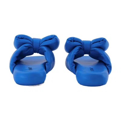 Off-white Bow Padded Slides - Off White - Blue - Leather In Blue