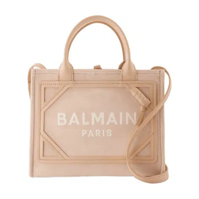 Balmain Small B-army Shopper Bag In Pink Suede In Pink