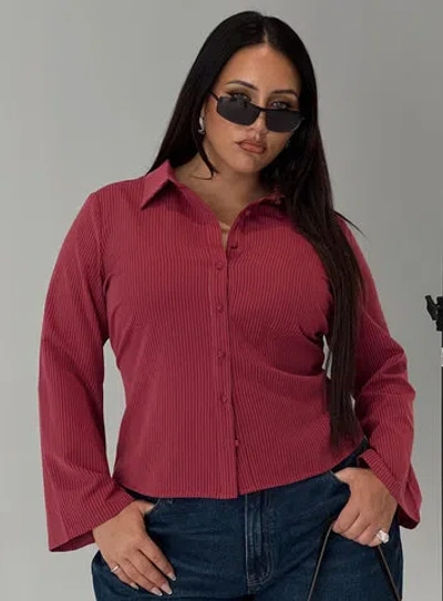 Princess Polly Curve Anni Pinstripe Shirt In Red