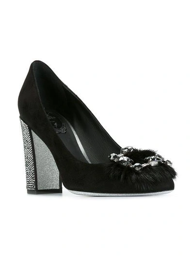 Shop René Caovilla Fur-embellished Pumps