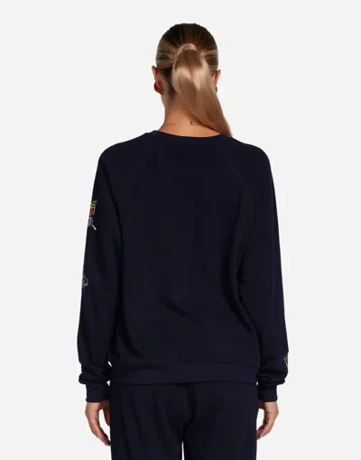 Lauren Moshi Mckinley Vintage Butterflies Thermal Top In Dark Navy