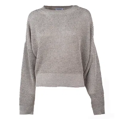 Dondup Silver Viscose Crewneck Sweater In Silver
