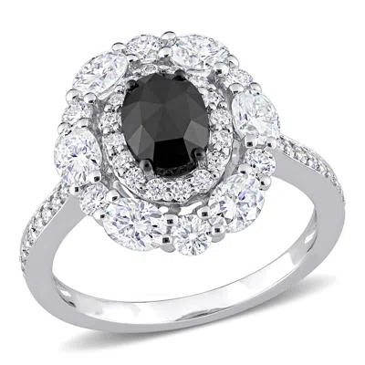 Mimi & Max 1 3/4ct Dew Created Moissanite 3/4ct Tw Black Diamond Ring 10k White Gold In Black