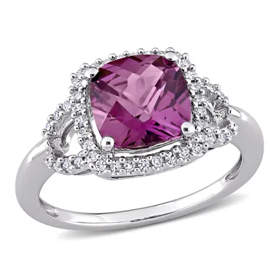 Mimi & Max 2 4/5ct Tgw Simulated Alexandrite 1/6ct Tw Diamond Ring 10k White Gold In Purple