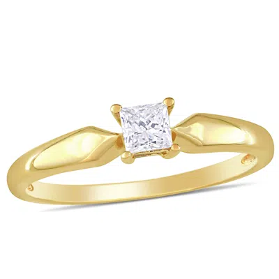 Mimi & Max 1/4ct Tw Princess Diamond Solitaire Engagement Ring 10k Yellow Gold In White