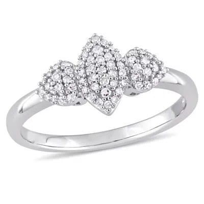 Mimi & Max 1/5ct Tw Diamond Leaf And Heart Shaped Cluster Ring 14k White Gold In White