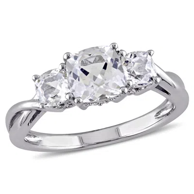 Mimi & Max 2ct Tgw Created White Sapphire Engagement Ring Diamond Accent 10k White Gold In White