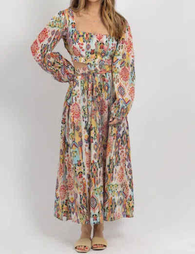 En Creme Mae Open Maxi Dress In Multiprint In Multi